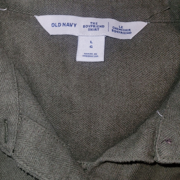 Old Navy Olive Green The Boyfriend Button Up Shirt L - Picture 6 of 6